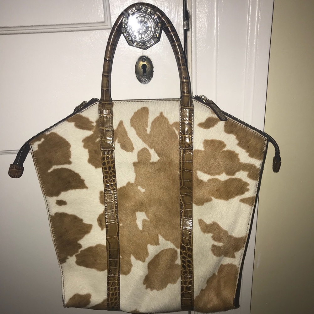 EUC Garnet Hill Cowhide & Leather tote.